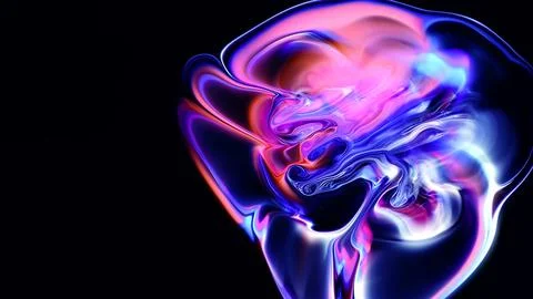 Vibrant blue liquid abstract with white and pink swirling patterns 库存插图