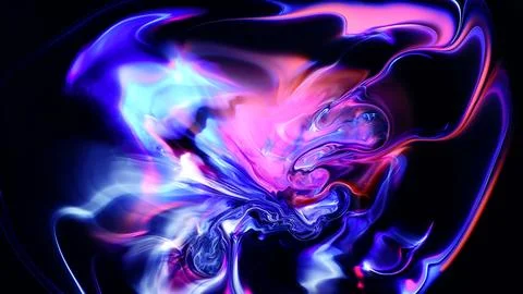 Vibrant blue liquid abstract with white and pink swirling patterns 库存插图