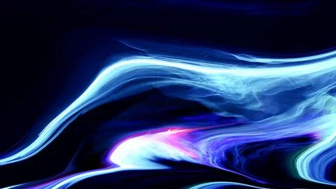 Vibrant blue liquid abstract with white and pink swirling patterns 库存插图