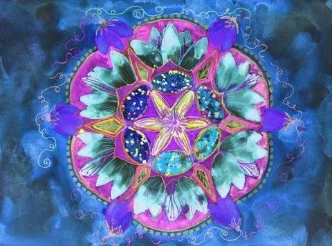 Vibrant blue mandala. Illustration