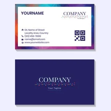 Vibrant blue multicolored low poly and white color business card for office.. Stock Illustration