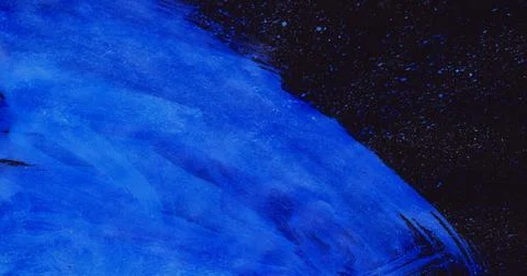 Vibrant blue paint splash on black background, isolated with space for text or Illustrazione stock