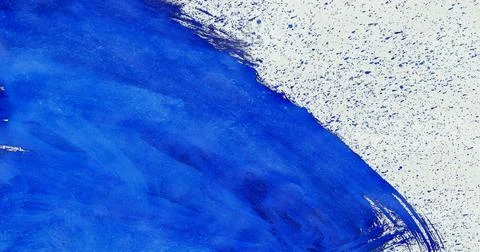 Vibrant blue paint splash on white background, isolated with space for text or Illustrazione stock