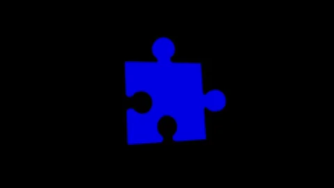 Vibrant Blue Puzzle Piece on Black Background Capturing Mystery Stock-Footage 341921394