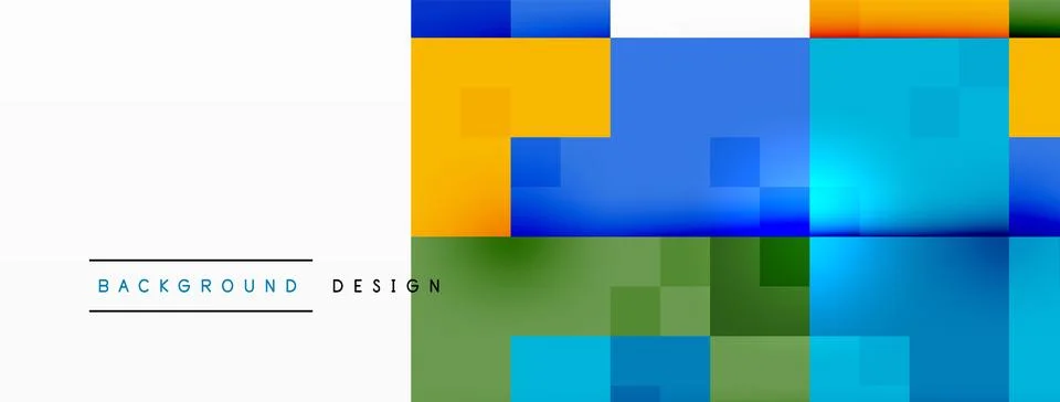 Vibrant blue rectangles pattern on white background for colorful square art Stock Illustration