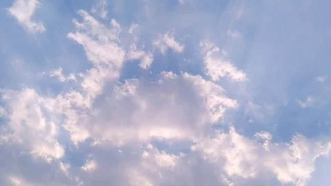 Vibrant Blue Sky and Puffy White Clouds Horizon Stock Footage 340619138