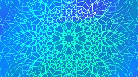 A vibrant blue teal mandala features intricate line art. Stock Footage 301268611