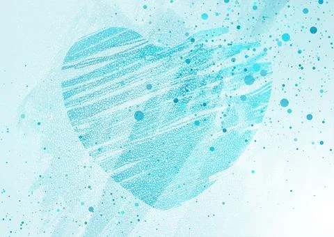 Vibrant blue Valentines Day background with watercolor grunge heart Stock Illustration