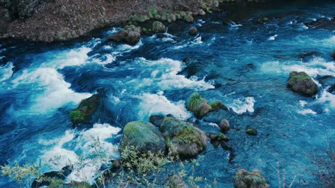 Vibrant Blue Water Surface of Flowing Daiya River in Nikko, Japan Stock Footage 330928506