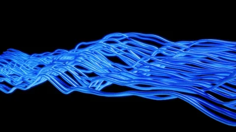 Vibrant Blue Wavy Lines Moving Horizontally, 3D Looping Wallpaper Stock Footage 314474344