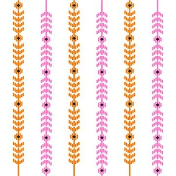 A vibrant border patterns of pink and orange flowers Stock Illustration