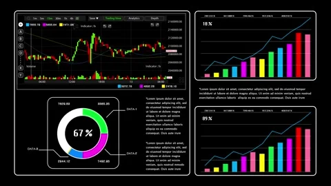 Vibrant business data dashboard in dynamic animation Stock Footage 285361215