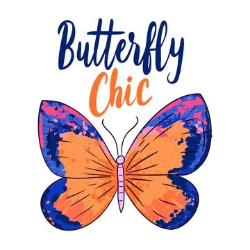 Vibrant Butterfly Chic Retro Design Illustrazione stock