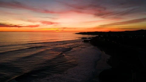 Vibrant California Beach Sunset / Santa Cruz  Stock Footage