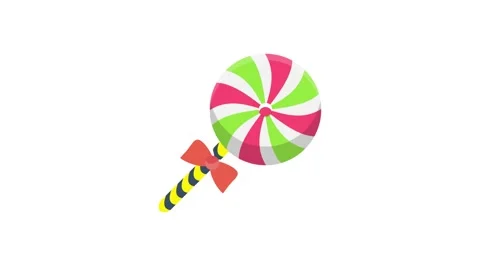 A vibrant candy lollipop adorned with a decorative bow, showcasing a mix of.. 库存影片 332540863