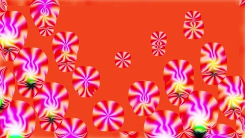 Vibrant candy patterns float in a surreal, colorful space Stock Footage 345448527