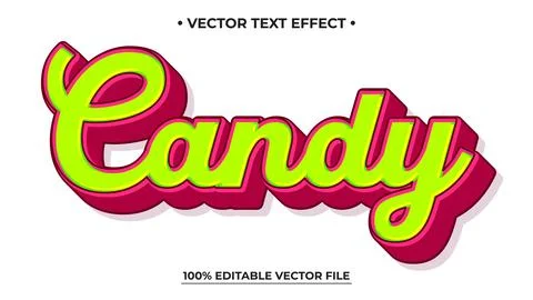 Vibrant Candy Text Effect with Bold Colors and Editable Vector Design Stock Illustration