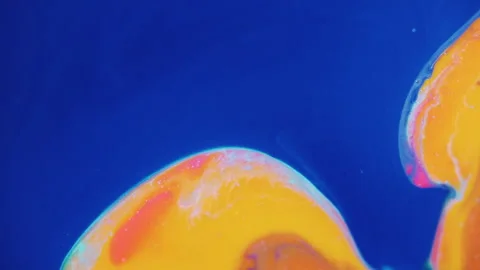 Vibrant cell fluid art with high contrast color blocking and liquid motion Stock Footage 331705549