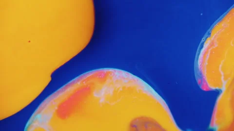 Vibrant cell fluid art with high contrast color blocking and liquid motion Stock Footage 331707058
