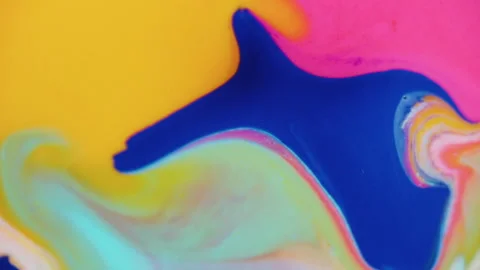 Vibrant cell fluid art with high contrast color blocking and liquid motion Stock Footage 331710039
