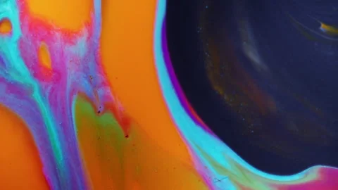 Vibrant cell fluid art with high contrast color blocking and liquid motion Stock Footage 331712860