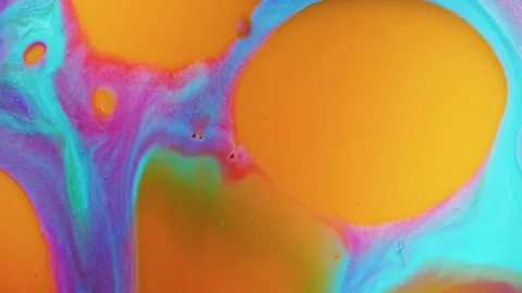 Vibrant cell fluid art with high contrast color blocking and liquid motion Stock Footage 331734696