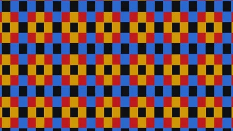 Vibrant Checkerboard Pattern with Red Yellow Blue Black Squares for Illusion Stock Footage 314039461