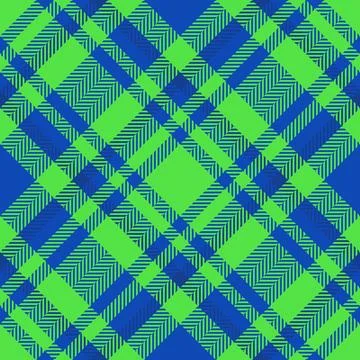 Vibrant checkered pattern in blue and green. Seamless plaid design, ideal f.. Illustrazione stock