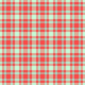 Vibrant checkered pattern in coral and mint, evoking cozy comfort. Versatile  Illustrazione stock