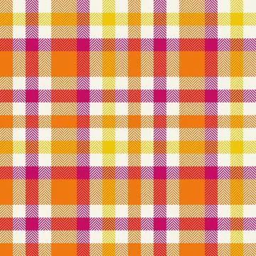 Vibrant checkered pattern with striking orange, yellow,  magenta hues. A ve.. Stock Illustration