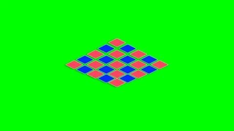 A vibrant checkered rhombus pattern composed of alternating red and blue tile Stock Footage 340265052