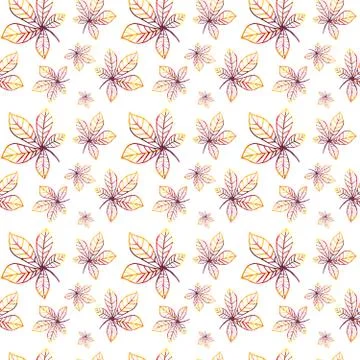 Vibrant chestnut leaves seamless pattern イラスト素材