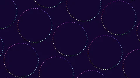 Vibrant circle pattern on dark background with shades of purple, blue, and green Stockbeeldmateriaal 311600605