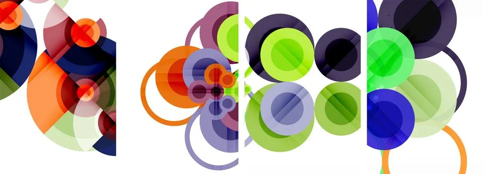 Vibrant circle pattern with violet and electric blue tints on white background Illustrazione stock