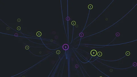 Vibrant circles and lines form complex network system Stock Footage 263540406