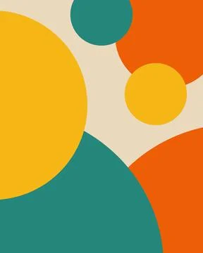 Vibrant circles float against a soft, neutral background 库存插图