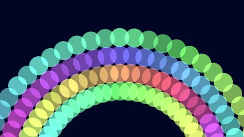 Vibrant circles forming a colorful pattern on a dark background Stock Footage 303528299