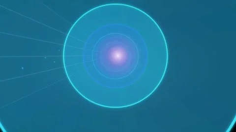 Vibrant circles pulsing with light in a digital space Stock Footage 337301200