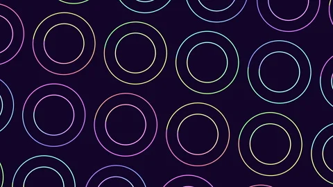 Vibrant circles seamless pattern in purple, blue, and green Stockbeeldmateriaal 316755156