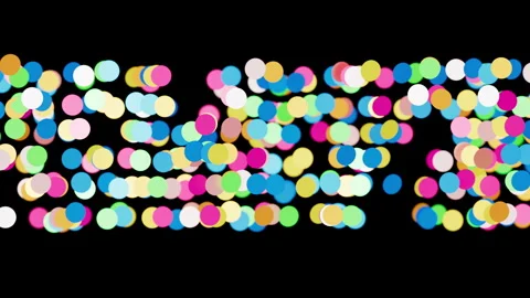 Vibrant circular confetti pattern glowing in the dark night Видео 341408801