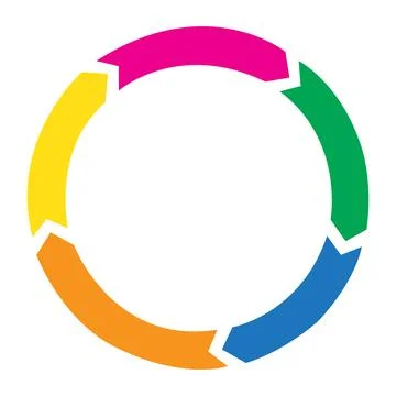 Vibrant circular graphic with overlapping colored segments. Illustrazione stock