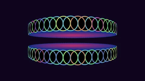 Vibrant circular pattern of colorful lines on dark background 스톡 동영상 315090912