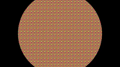 A vibrant circular pattern with intricate geometric textures on black background Video stock 335118158
