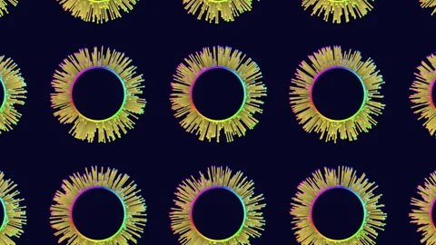 Vibrant circular pattern of overlapping colored lines on black background Vídeo Stock 292946383