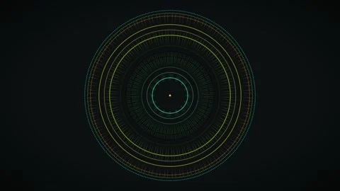 Vibrant circular patterns with bright dots on dark background Stock Footage 337069558