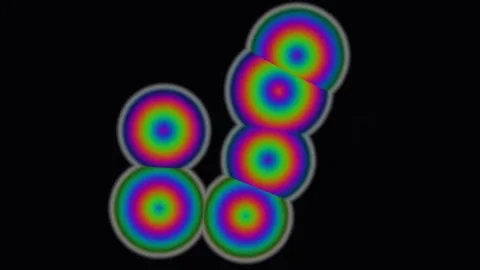 Vibrant circular patterns shine on a dark background Stock Footage 338277164