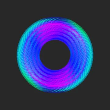 Vibrant circular swirl geometric pattern, ring or abstract gradient torus s.. Stock Illustration