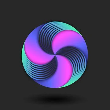 Vibrant circular vortex pattern logo abstract radial design, forming circle.. Stock Illustration