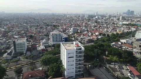 Vibrant cityscape view of urban development and busy streets Stockbeeldmateriaal 288421854