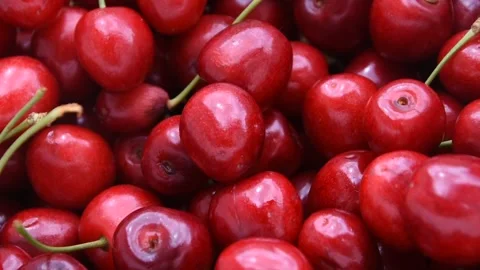 A Vibrant Close-Up of a Bunch of Fresh Cherries Stockbeeldmateriaal 245575743